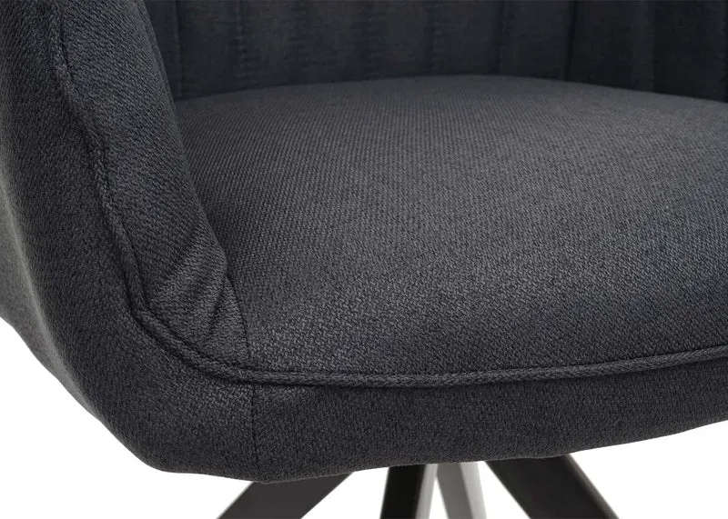 Chaise de salle à manger fauteuil de bureau en tissu gris foncé en acier design rétro 04_0002277