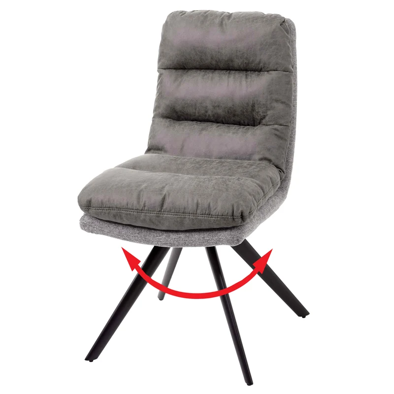 Chaise de salle à manger fauteuil lounge confortable rotative en tissu gris clair 04_0002247