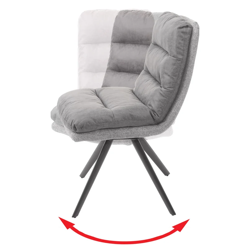 Chaise de salle à manger fauteuil lounge confortable rotative en tissu gris clair 04_0002247