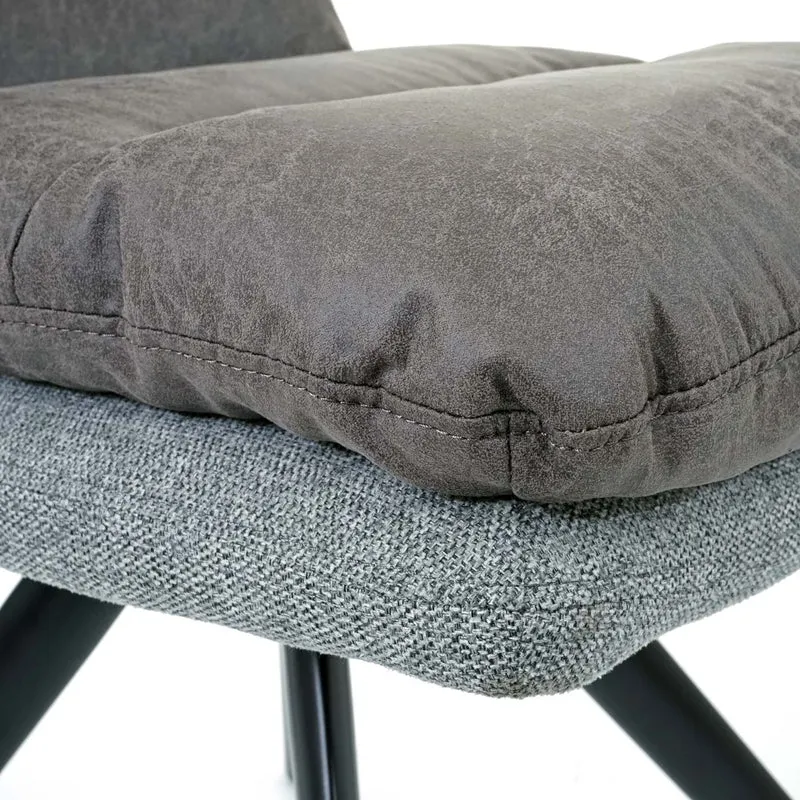Chaise de salle à manger fauteuil lounge confortable rotative en tissu gris clair 04_0002247