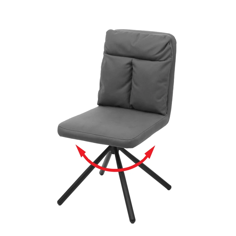 Chaise à manger fauteuil lounge pivotant en tissu gris 04_0002245