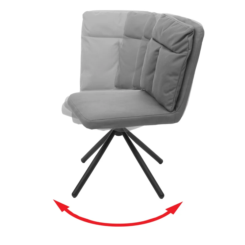Chaise à manger fauteuil lounge pivotant en tissu gris 04_0002245