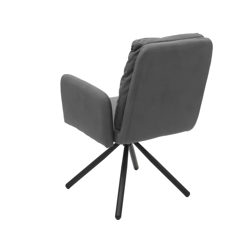 Chaise à manger fauteuil lounge pivotant en tissu gris 04_0002245