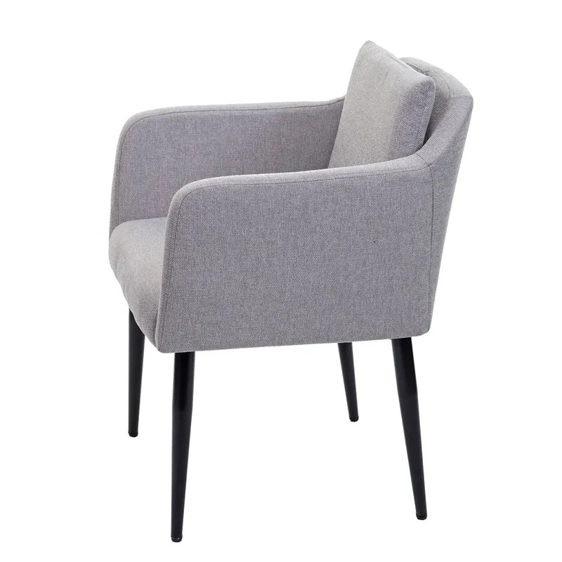 Fauteuil chaise lounge salle à manger bureau visiteur en synthétique gris pieds métal noir 04_0002289