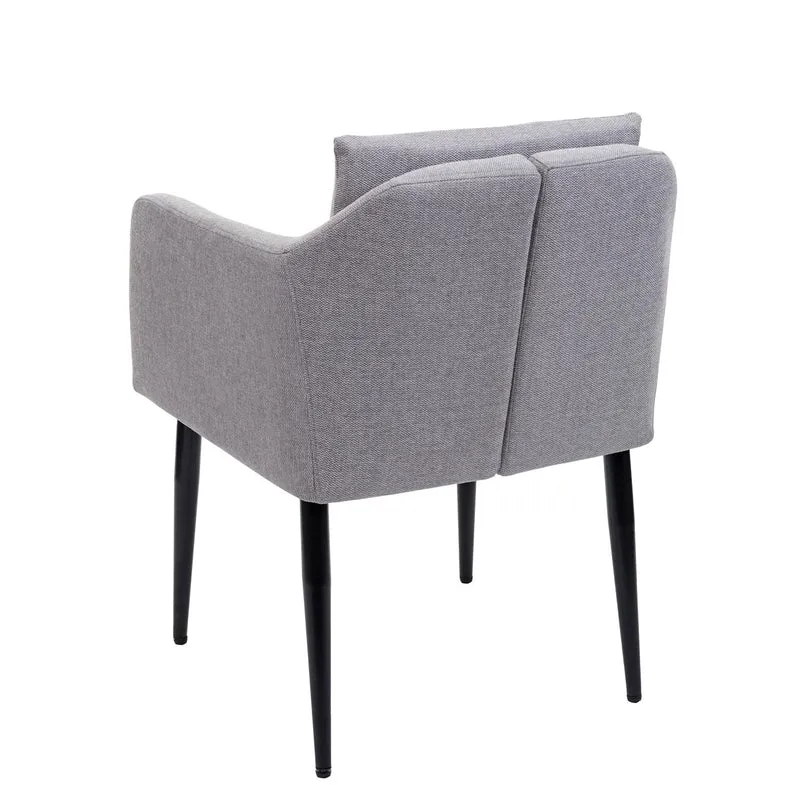 Fauteuil chaise lounge salle à manger bureau visiteur en synthétique gris pieds métal noir 04_0002289