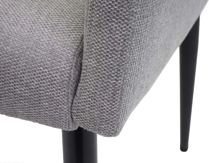 Fauteuil chaise lounge salle à manger bureau visiteur en synthétique gris pieds métal noir 04_0002289