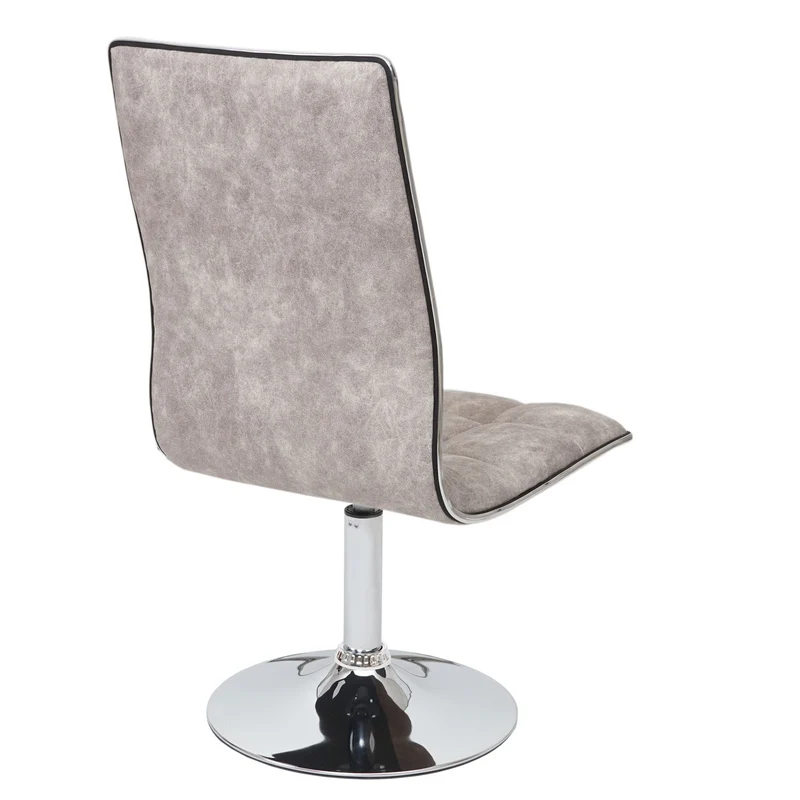 Chaise à manger cuisine pivotant hauteur réglable en tissu gris vintage base acier 04_0002213
