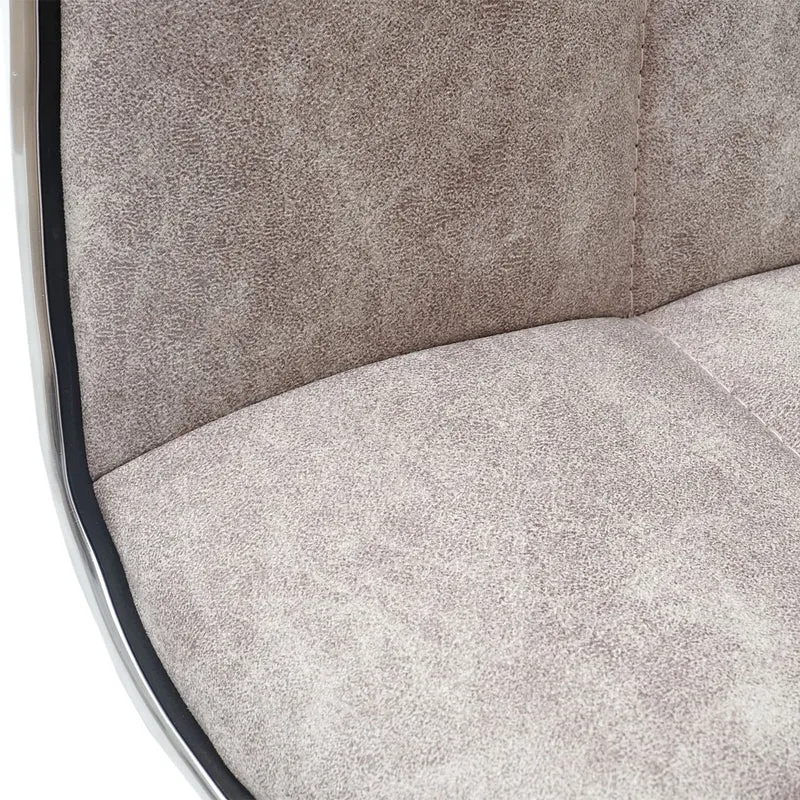Chaise à manger cuisine pivotant hauteur réglable en tissu gris vintage base acier 04_0002213