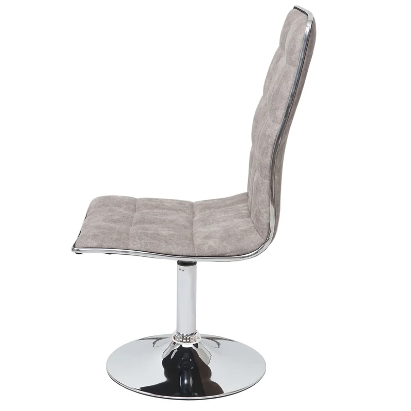 Chaise à manger cuisine pivotant hauteur réglable en tissu gris vintage base acier 04_0002213