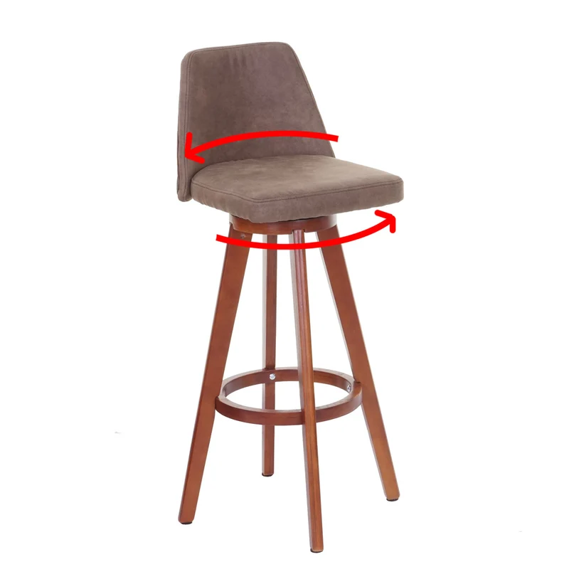 Tabouret de bar chaise de comptoir en synthétique marron pivotant pieds en bois marron 04_0005274