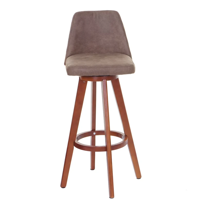 Tabouret de bar chaise de comptoir en synthétique marron pivotant pieds en bois marron 04_0005274