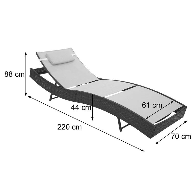 Chaise longue transat bain de soleil pour jardin poly-rotin marron housse gris 04_0004809