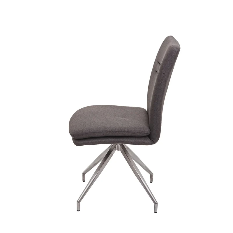 Chaise de salle à manger cuisine en tissu gris-marron et en acier inoxydable design et confortable 04_0002269