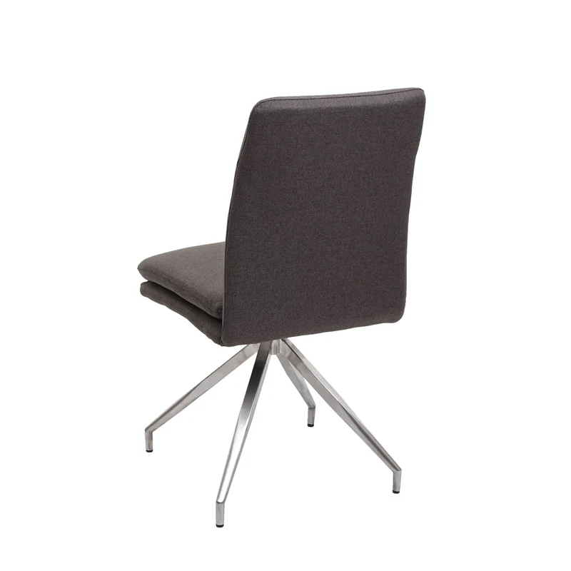 Chaise de salle à manger cuisine en tissu gris-marron et en acier inoxydable design et confortable 04_0002269