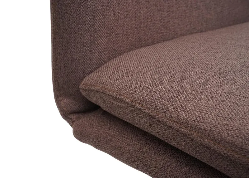 Chaise de salle à manger cuisine en tissu marron et acier inoxydable coutures décoratives 04_0002267