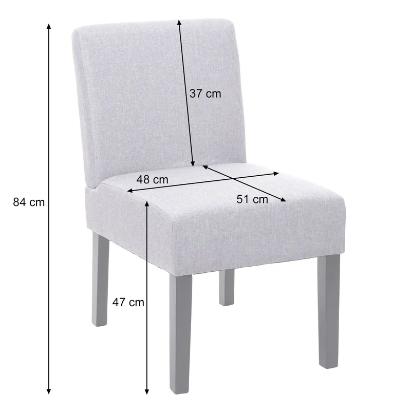 Lot de 2 chaises à manger en tissu gris clair pieds en bois design simple siège extra long 04_0000394