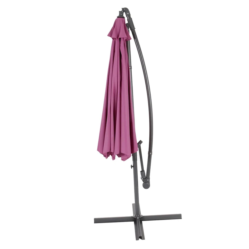 Parasol déporté protection solaire Ø 3m inclinable polyester/acier 11kg rouge lavande sans support 04_0000945