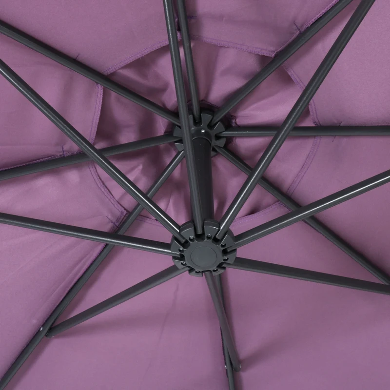 Parasol déporté protection solaire Ø 3m inclinable polyester/acier 11kg rouge lavande sans support 04_0000945