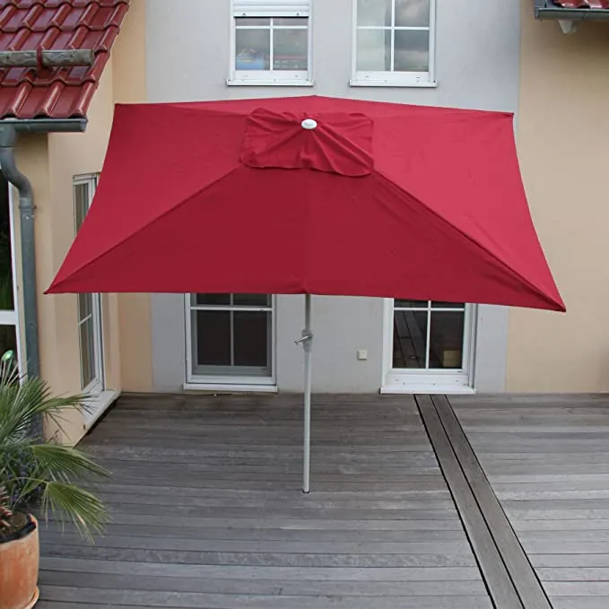 Parasol de jardin 2x3m rectangulaire inclinable polyester/aluminium 4,5kg bordeaux 04_0003891