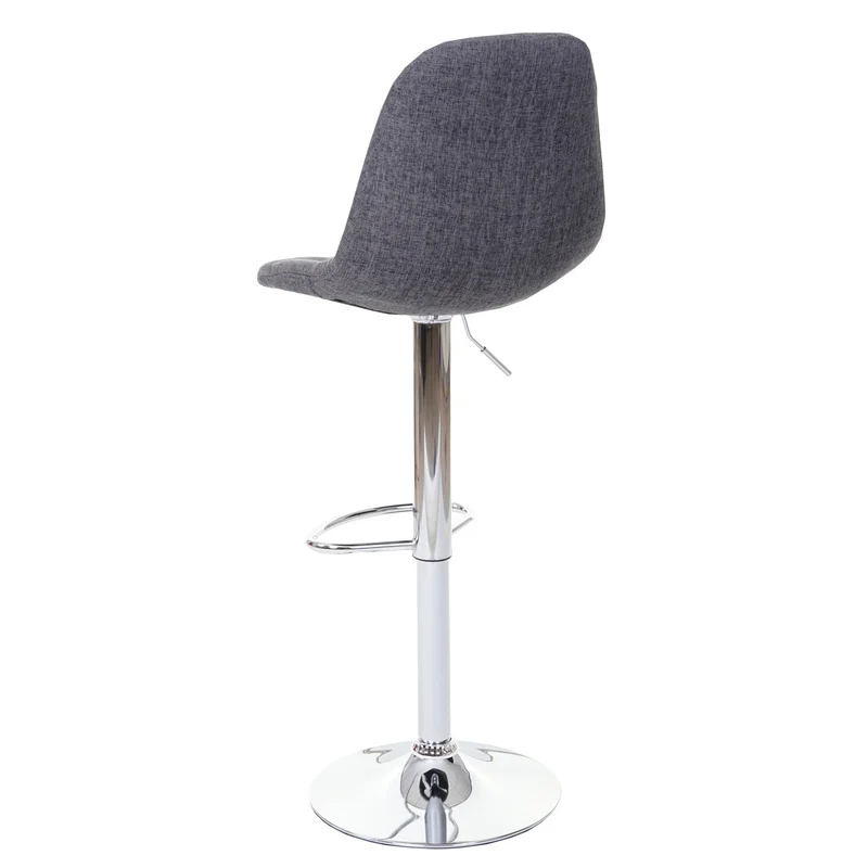 Tabouret de bar chaise de comptoir en tissu gris pieds acier chromé 04_0005240
