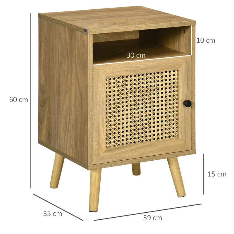 Table de chevet table de nuit 39 x 35 x 60 cm placard et niche rangement utile style vintage chaleureux en bois naturel 21_0001531