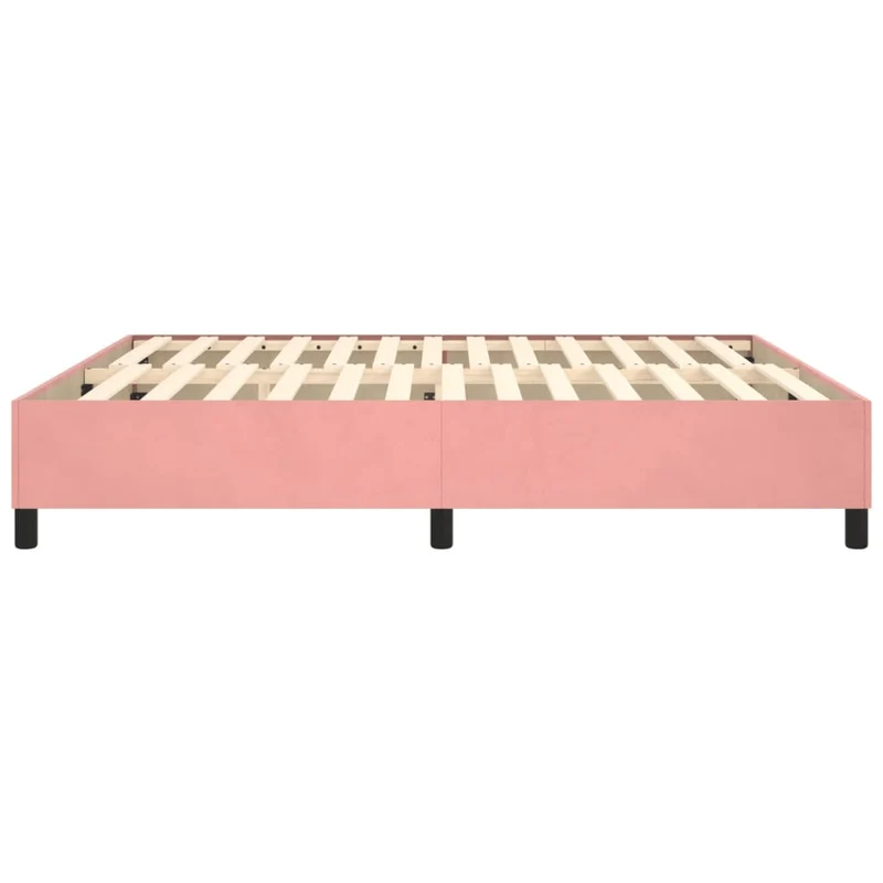 Sommier à lattes sur pieds cadre de lit 200x200 cm tissu velours rose TDL0206953
