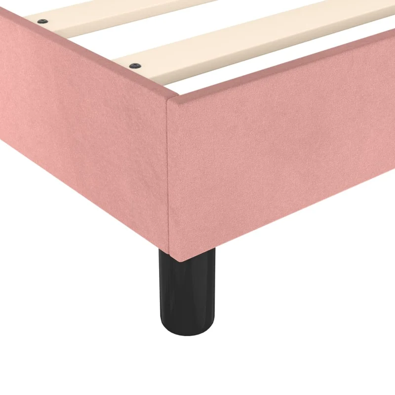 Sommier à lattes sur pieds cadre de lit 200x200 cm tissu velours rose TDL0206953