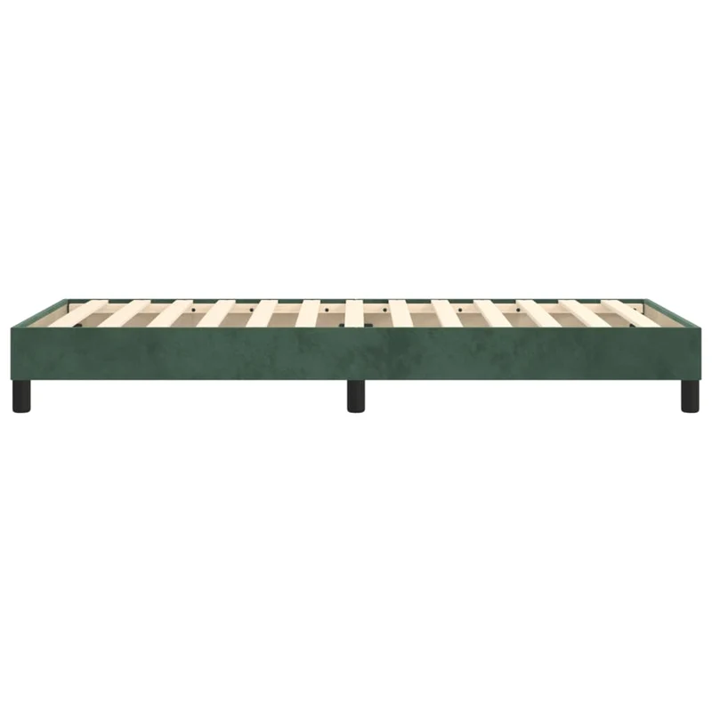 Sommier à lattes sur pieds cadre de lit 100x200 cm tissu velours vert foncé TDL0206889