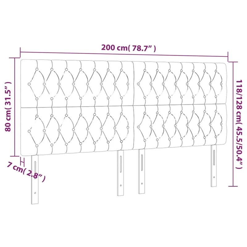 Tête de lit accessoire couchage chambre à coucher meuble 4 parties 100 x 7 x 78/88 cm tissu gris foncé TDL0206014