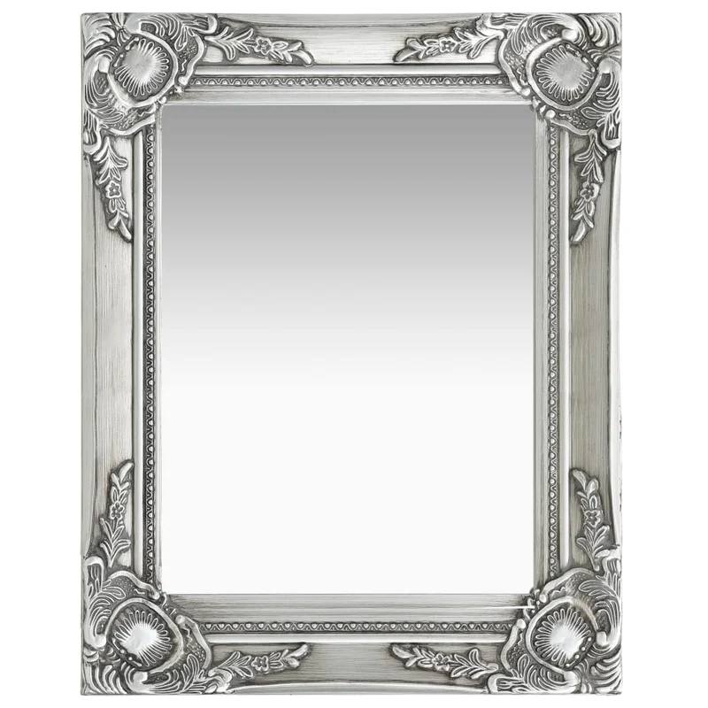 Miroir mural rectangulaire style baroque 50x40 cm Argenté DEC022852