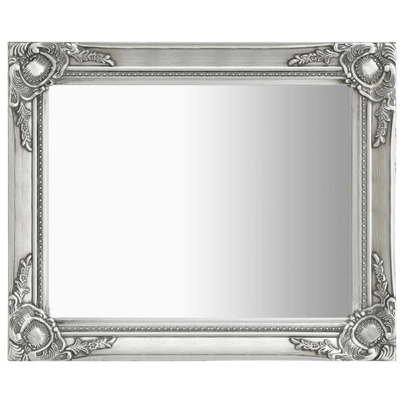 Miroir mural rectangulaire style baroque 50x60 cm Argenté DEC022860