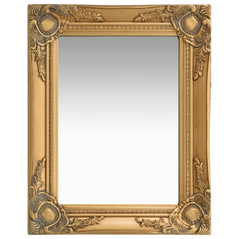 Miroir mural rectangulaire style baroque 50x40 cm Doré DEC022851