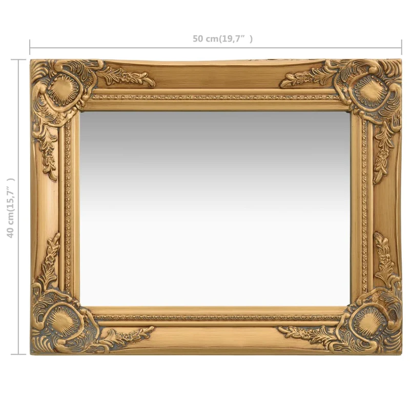 Miroir mural rectangulaire style baroque 50x40 cm Doré DEC022851