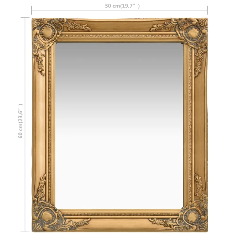 Miroir mural rectangulaire style baroque 50x60 cm Doré DEC022859