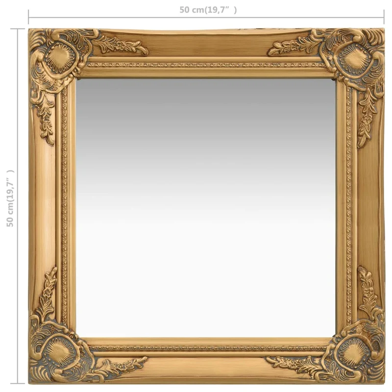 Miroir mural carré style baroque 50x50 cm Doré DEC022855