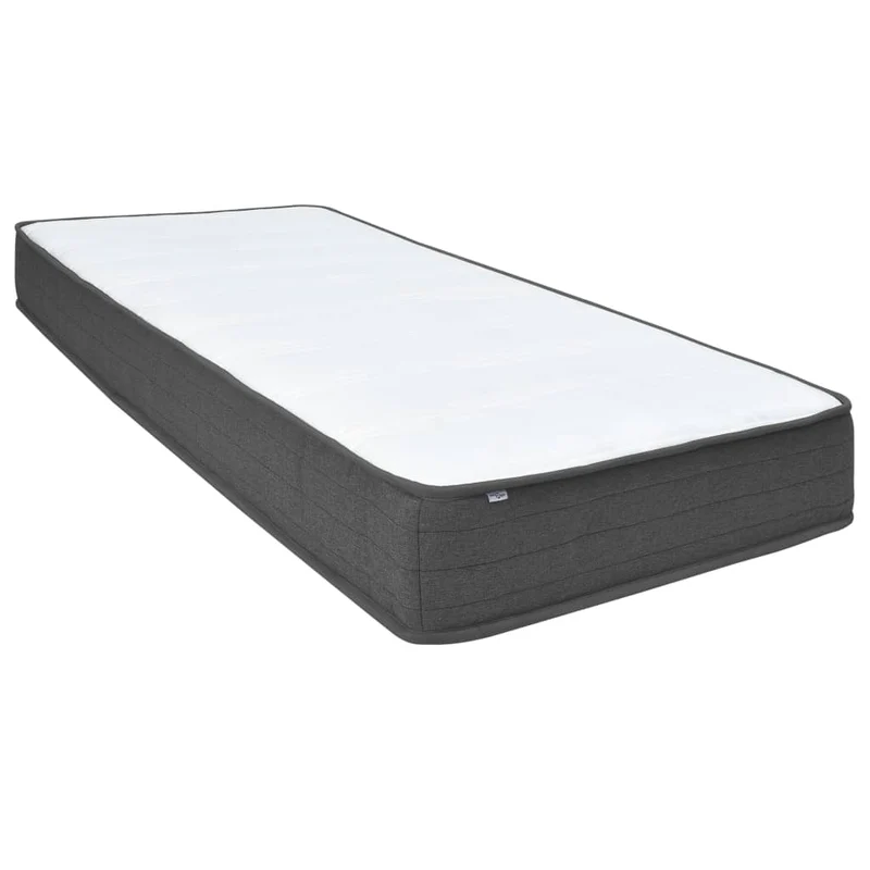 Sommier à lattes sur pieds cadre de lit avec matelas 120x200 cm tissu gris foncé TDL0208068