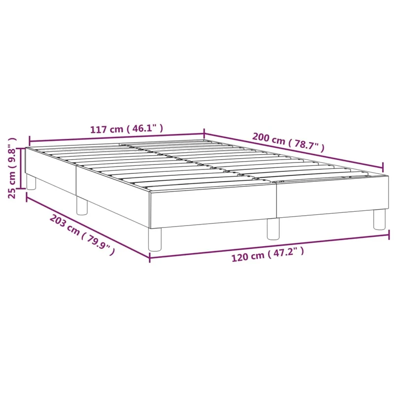 Sommier à lattes sur pieds cadre de lit 120x200 cm tissu crème TDL0207273