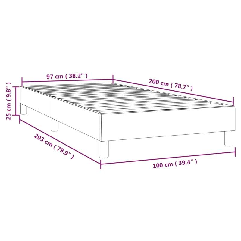 Sommier à lattes sur pieds cadre de lit 100x200 cm tissu crème TDL0207276