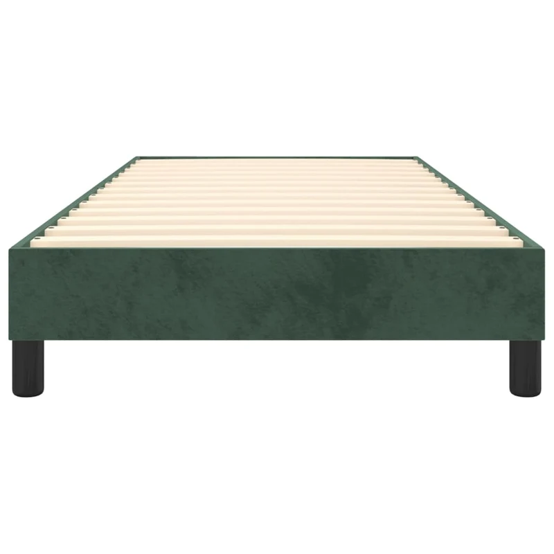 Sommier à lattes sur pieds cadre de lit 90x190 cm tissu velours vert foncé TDL0206875