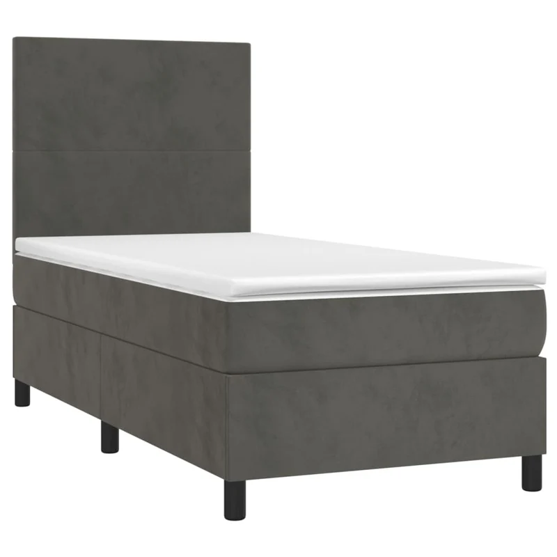 Cadre de lit LED avec sommier tête de lit matelas surmatelas 100x200 cm tissu velours gris foncé TDL0207743