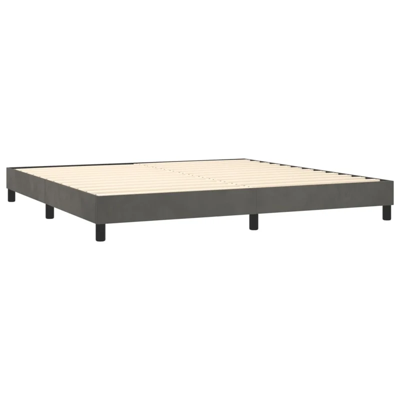 Cadre de lit LED avec sommier tête de lit matelas surmatelas 200x200 cm tissu velours gris foncé TDL0207680