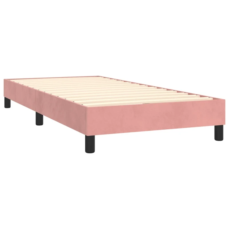 Sommier à lattes sur pieds cadre de lit 80x200 cm tissu velours rose TDL0206950