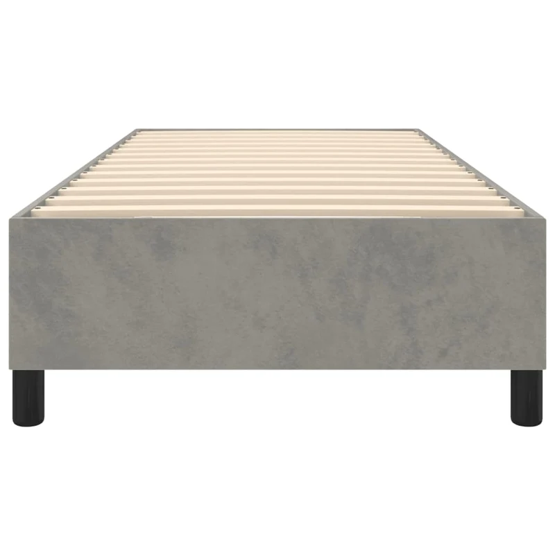 Sommier à lattes sur pieds cadre de lit 100x200 cm tissu velours gris clair TDL0207208