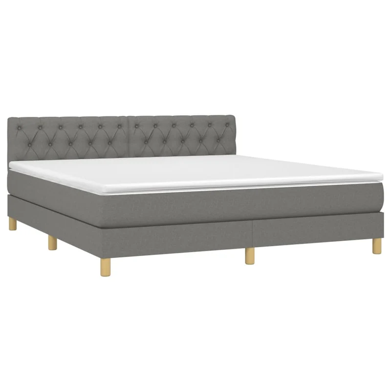 Cadre de lit LED avec sommier tête de lit matelas 160x200 cm tissu gris foncé TDL0208340