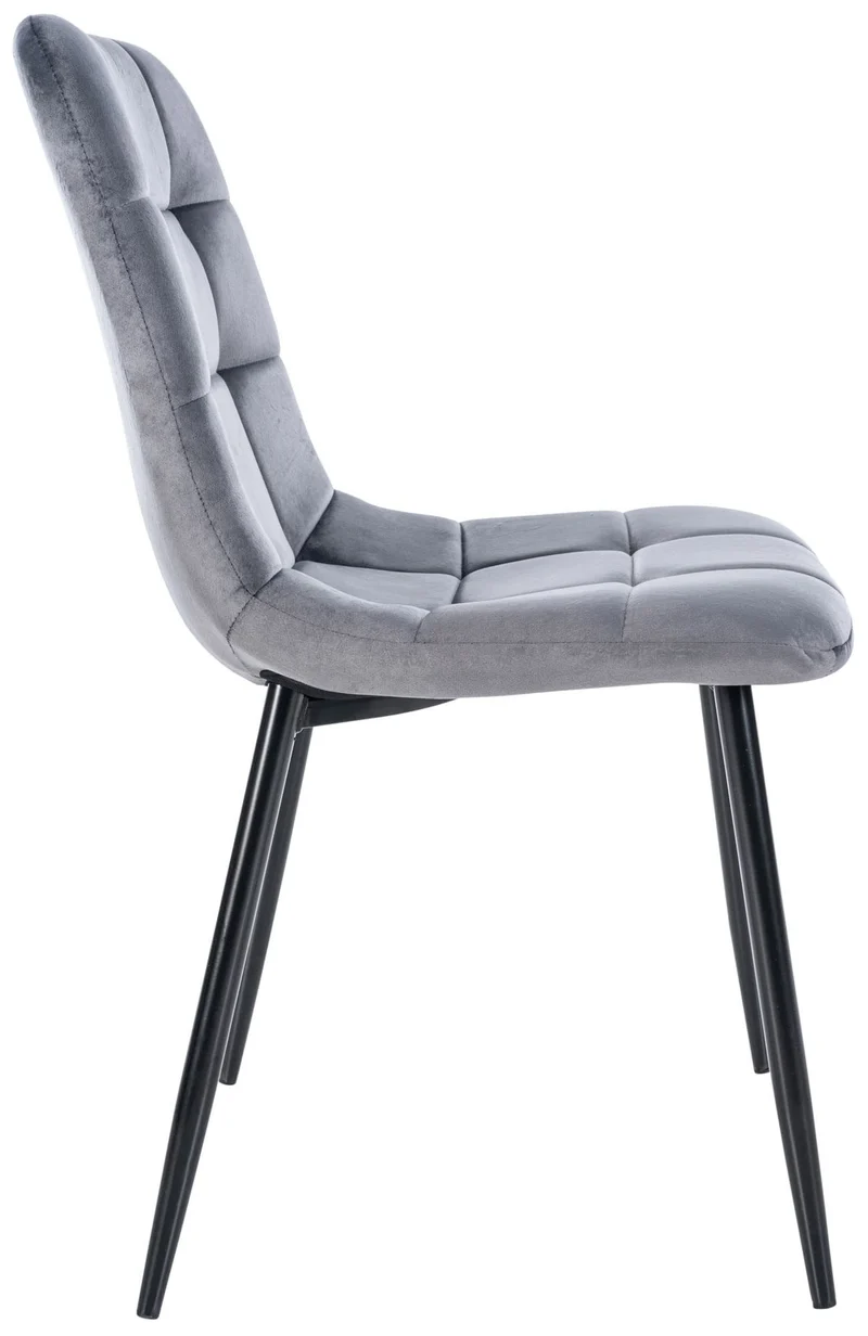 Lot de 4 chaises de salle à manger style moderne et confortable en tissu velours gris foncé et métal noir 10_0001787