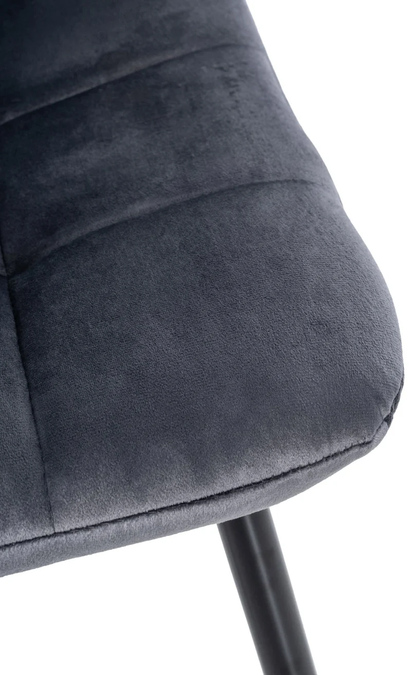 Lot de 4 chaises de salle à manger style moderne et confortable en tissu velours gris foncé et métal noir 10_0001787
