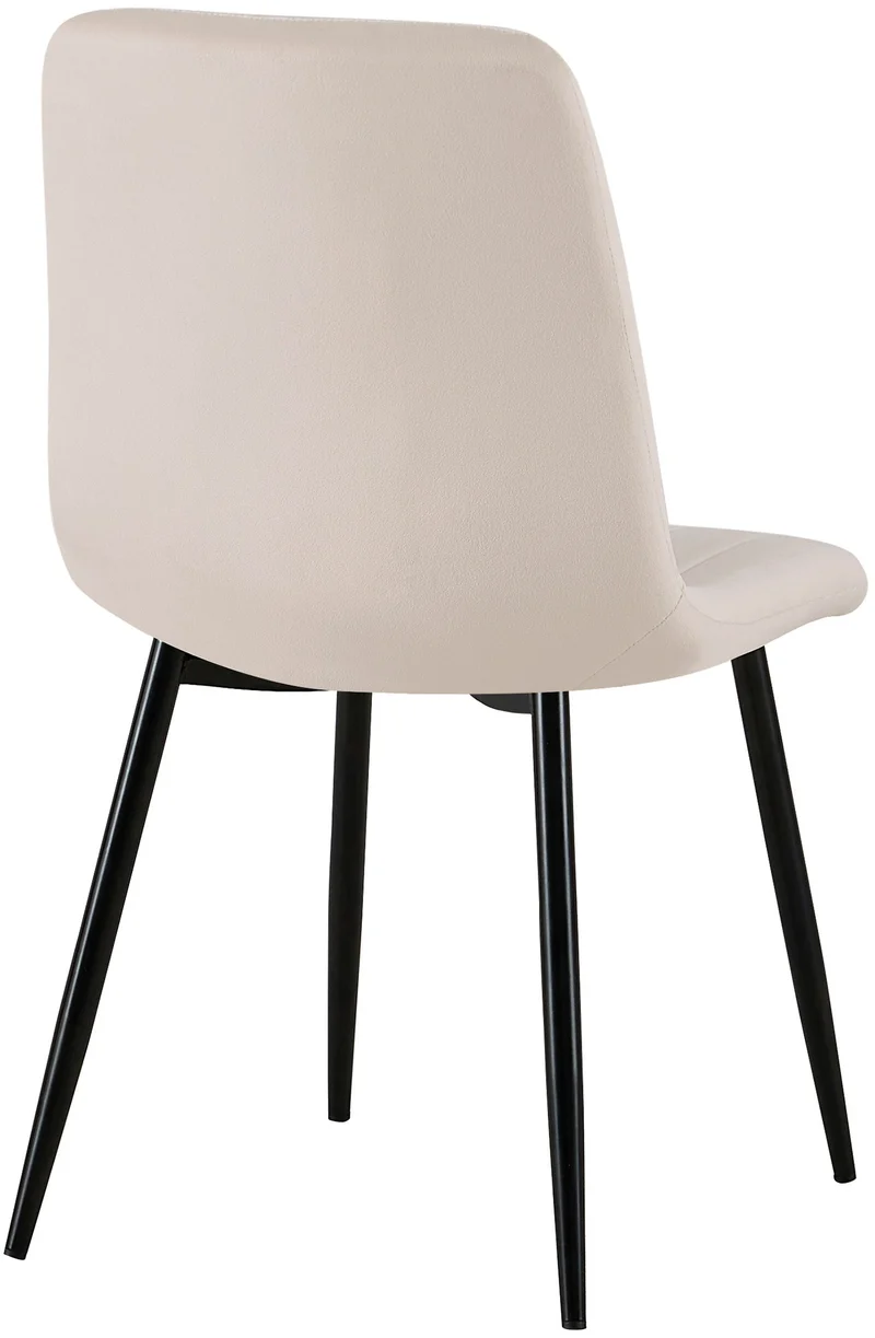 Lot de 4 chaises de salle à manger coutures décoratives verticales en tissu velours crème et pieds métal noir 10_0001868