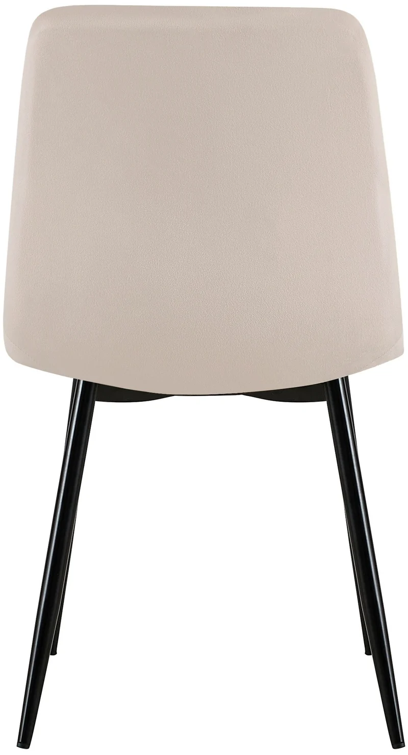 Lot de 4 chaises de salle à manger coutures décoratives verticales en tissu velours crème et pieds métal noir 10_0001868