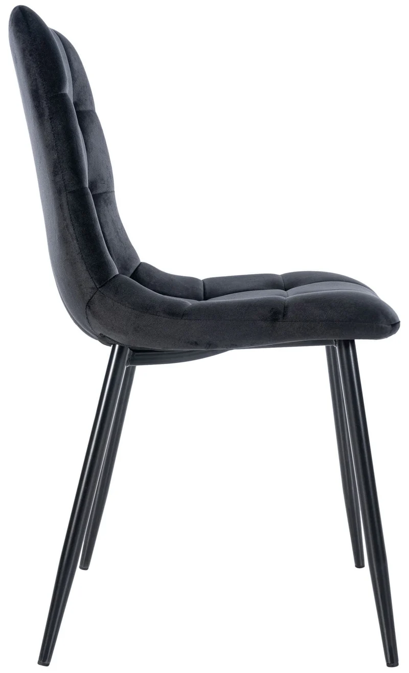 Lot de 4 chaises de salle à manger coutures décoratives carrées en velours noir et pieds en métal noir 10_0001786