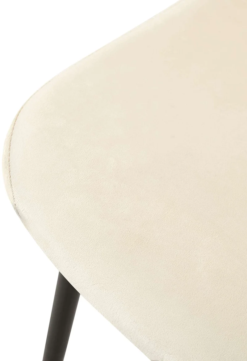 Lot de 4 chaises de salle à manger coutures décoratives losanges avec pieds en métal noir et assise en velours crème 10_0001882